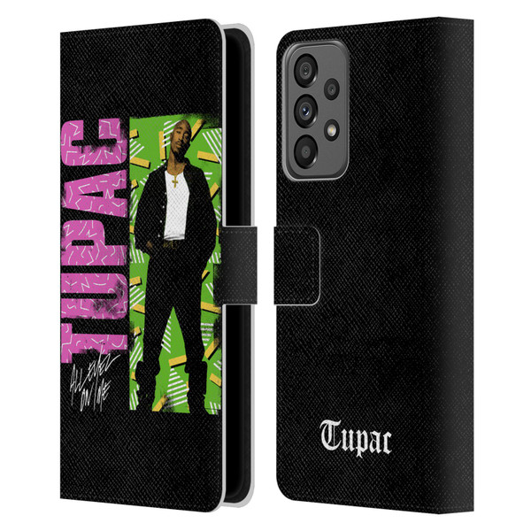 Tupac Shakur Key Art Distressed Look Leather Book Wallet Case Cover For Samsung Galaxy A73 5G (2022)