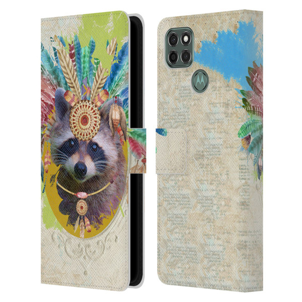 Duirwaigh Boho Animals Raccoon Leather Book Wallet Case Cover For Motorola Moto G9 Power