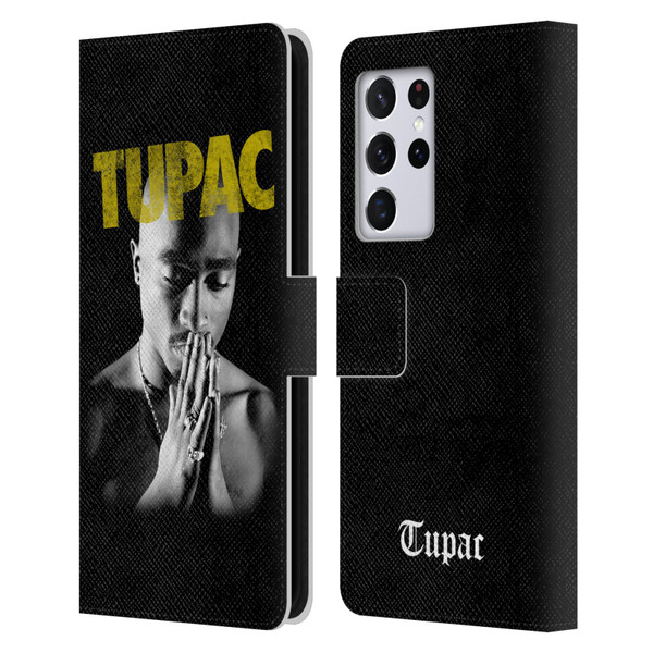 Tupac Shakur Key Art Golden Leather Book Wallet Case Cover For Samsung Galaxy S21 Ultra 5G