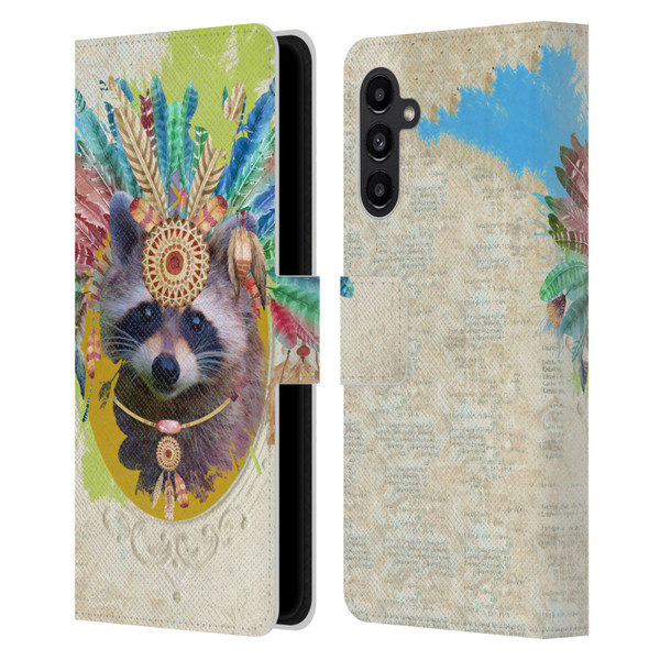 Duirwaigh Boho Animals Raccoon Leather Book Wallet Case Cover For Samsung Galaxy A13 5G (2021)