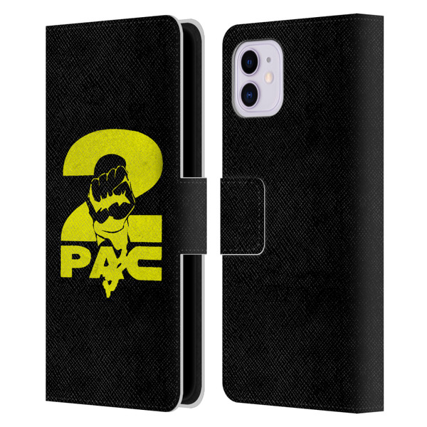 Tupac Shakur Logos Yellow Fist Leather Book Wallet Case Cover For Apple iPhone 11