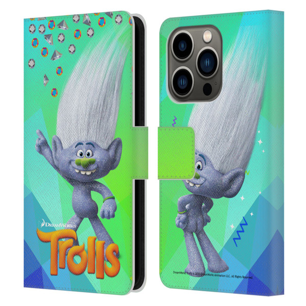 Trolls Snack Pack Guy Diamond Leather Book Wallet Case Cover For Apple iPhone 14 Pro
