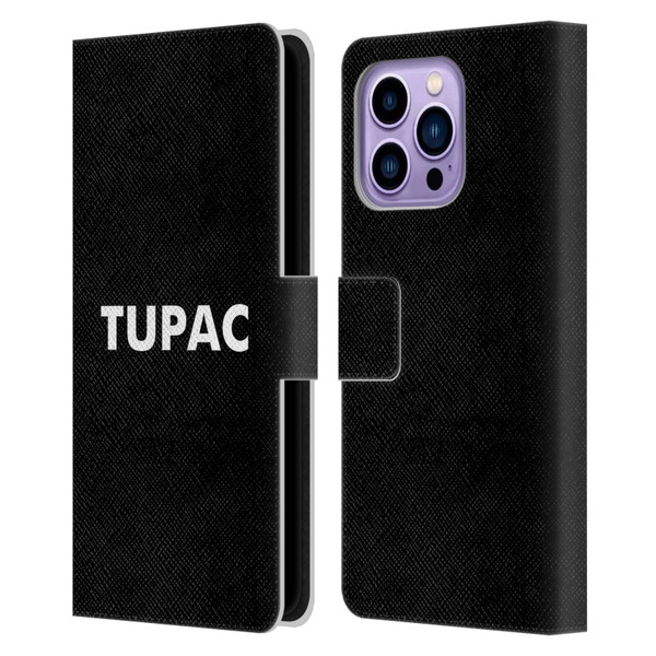 Tupac Shakur Logos Sans Serif Leather Book Wallet Case Cover For Apple iPhone 14 Pro Max