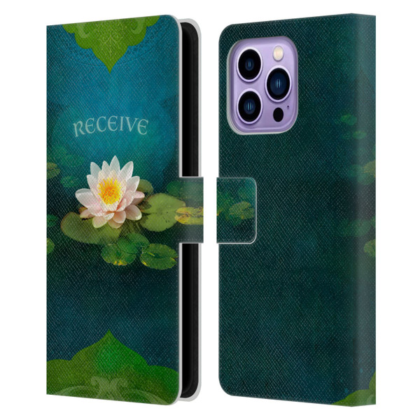 Duirwaigh God Receive Lotus Leather Book Wallet Case Cover For Apple iPhone 14 Pro Max