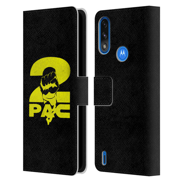 Tupac Shakur Logos Yellow Fist Leather Book Wallet Case Cover For Motorola Moto E7 Power / Moto E7i Power