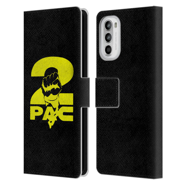 Tupac Shakur Logos Yellow Fist Leather Book Wallet Case Cover For Motorola Moto G52