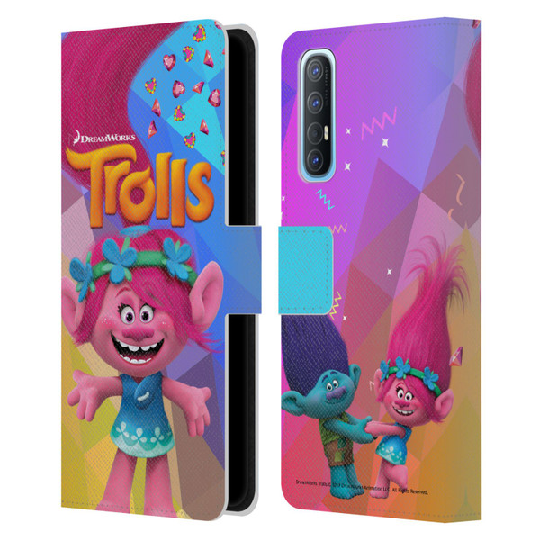 Trolls Snack Pack Poppy Leather Book Wallet Case Cover For OPPO Find X2 Neo 5G