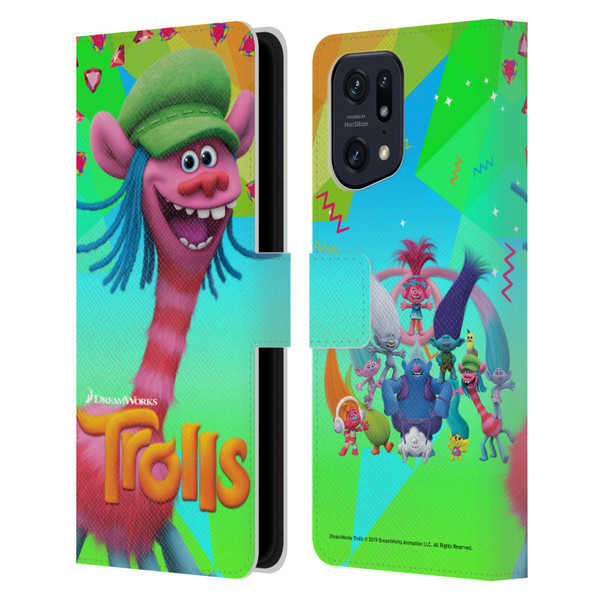 Trolls Snack Pack Cooper Leather Book Wallet Case Cover For OPPO Find X5