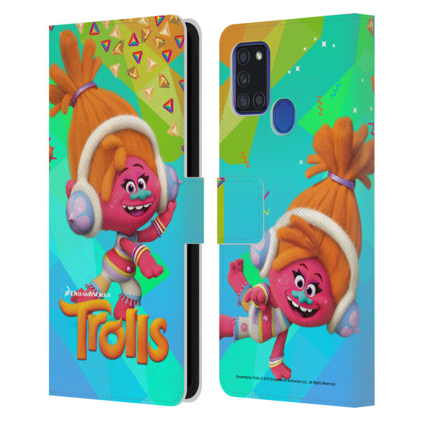 Trolls Snack Pack DJ Suki Leather Book Wallet Case Cover For Samsung Galaxy A21s (2020)