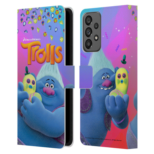 Trolls Snack Pack Biggie & Mr. Dinkles Leather Book Wallet Case Cover For Samsung Galaxy A73 5G (2022)