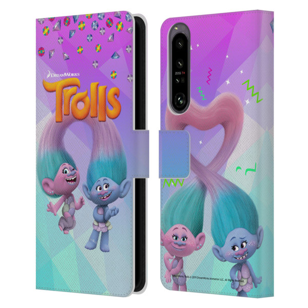 Trolls Snack Pack Satin & Chenille Leather Book Wallet Case Cover For Sony Xperia 1 IV