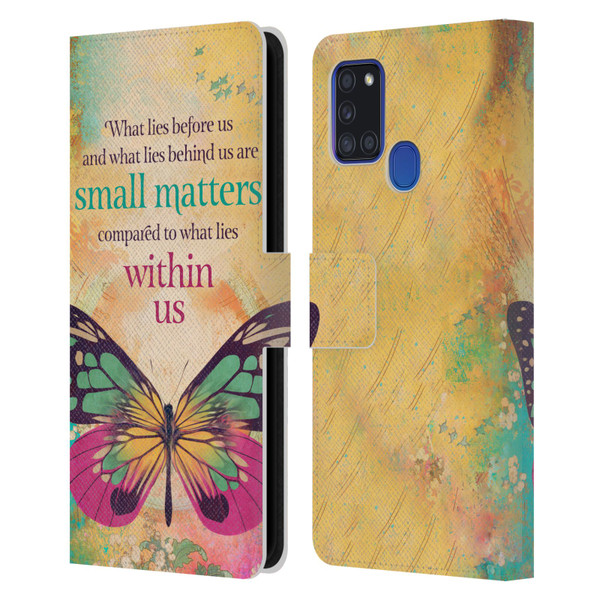 Duirwaigh Insects Butterfly 2 Leather Book Wallet Case Cover For Samsung Galaxy A21s (2020)