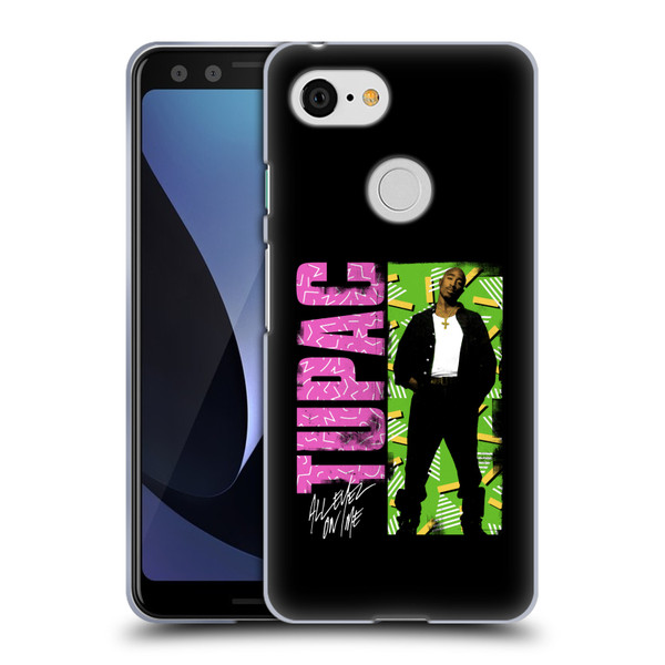Tupac Shakur Key Art Distressed Look Soft Gel Case for Google Pixel 3