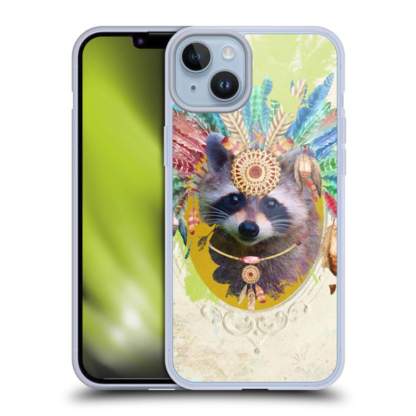 Duirwaigh Boho Animals Raccoon Soft Gel Case for Apple iPhone 14 Plus