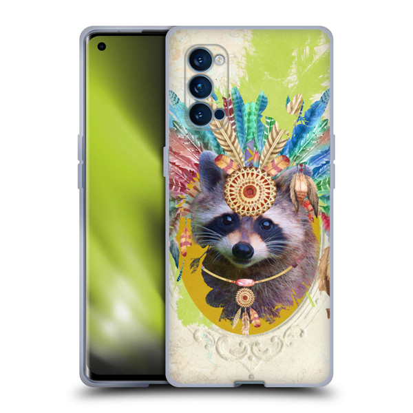 Duirwaigh Boho Animals Raccoon Soft Gel Case for OPPO Reno 4 Pro 5G