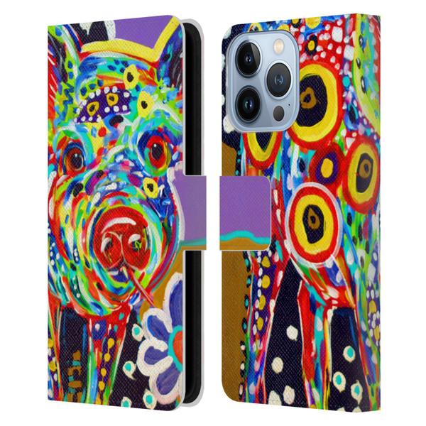 Mad Dog Art Gallery Animals Pig Leather Book Wallet Case Cover For Apple iPhone 13 Pro