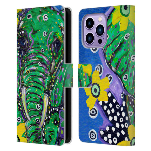 Mad Dog Art Gallery Animals Elephant Leather Book Wallet Case Cover For Apple iPhone 14 Pro Max