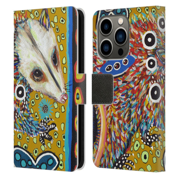 Mad Dog Art Gallery Animals Possum Leather Book Wallet Case Cover For Apple iPhone 14 Pro