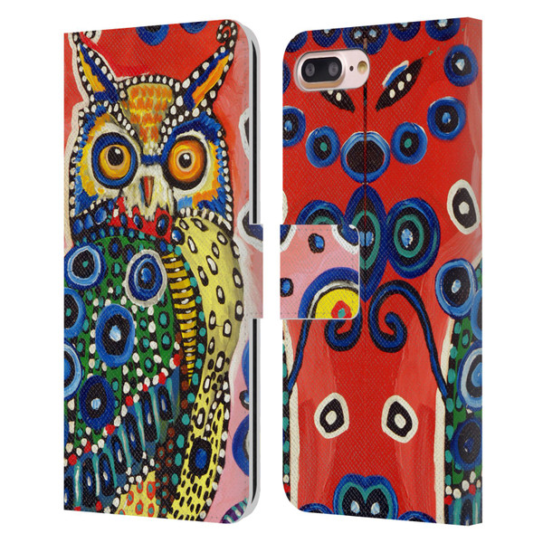 Mad Dog Art Gallery Animals Owl Leather Book Wallet Case Cover For Apple iPhone 7 Plus / iPhone 8 Plus