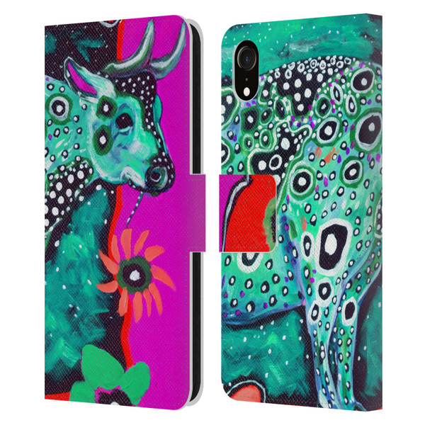 Mad Dog Art Gallery Animals Cosmic Cow Leather Book Wallet Case Cover For Apple iPhone XR