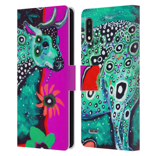 Mad Dog Art Gallery Animals Cosmic Cow Leather Book Wallet Case Cover For LG K22