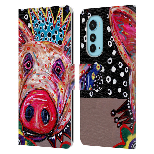 Mad Dog Art Gallery Animals Missy Pig Leather Book Wallet Case Cover For Motorola Edge (2022)