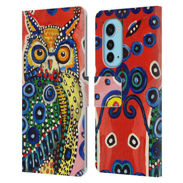 Mad Dog Art Gallery Animals Owl Leather Book Wallet Case Cover For Motorola Edge (2022)