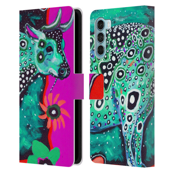 Mad Dog Art Gallery Animals Cosmic Cow Leather Book Wallet Case Cover For Motorola Edge S30 / Moto G200 5G