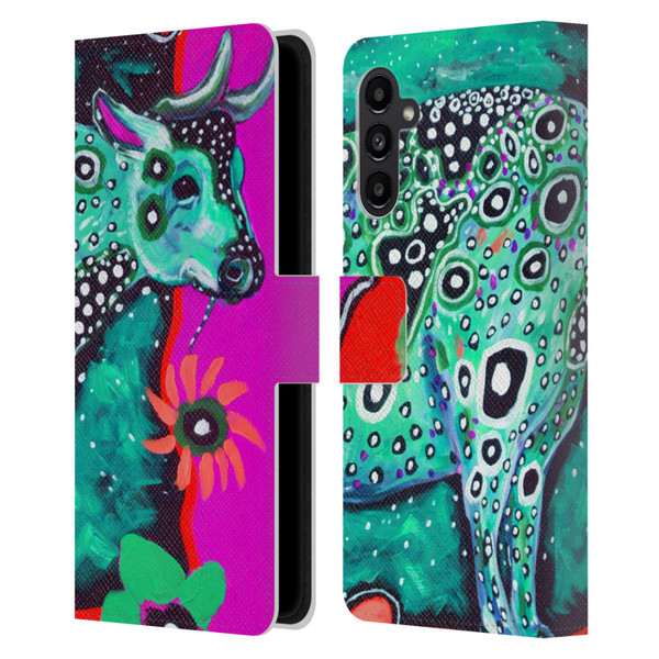 Mad Dog Art Gallery Animals Cosmic Cow Leather Book Wallet Case Cover For Samsung Galaxy A13 5G (2021)