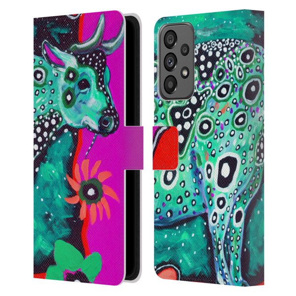 Mad Dog Art Gallery Animals Cosmic Cow Leather Book Wallet Case Cover For Samsung Galaxy A73 5G (2022)