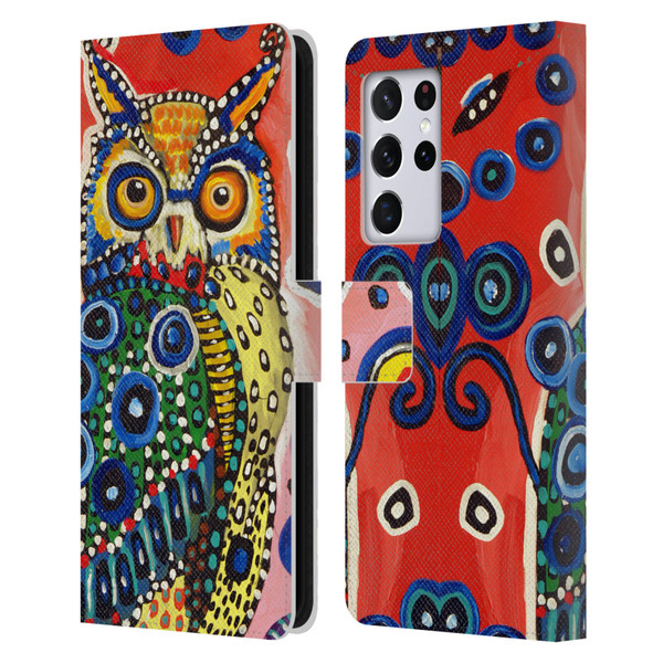 Mad Dog Art Gallery Animals Owl Leather Book Wallet Case Cover For Samsung Galaxy S21 Ultra 5G