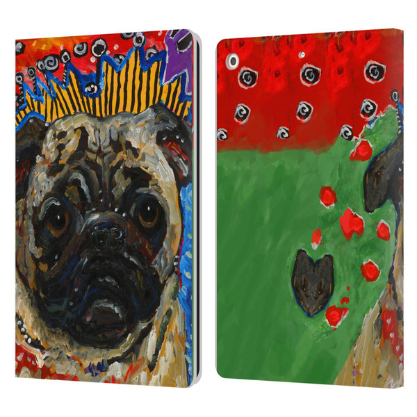 Mad Dog Art Gallery Dogs Pug Leather Book Wallet Case Cover For Apple iPad 10.2 2019/2020/2021
