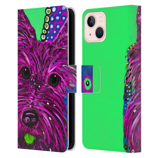 Mad Dog Art Gallery Dogs Scottie Leather Book Wallet Case Cover For Apple iPhone 13