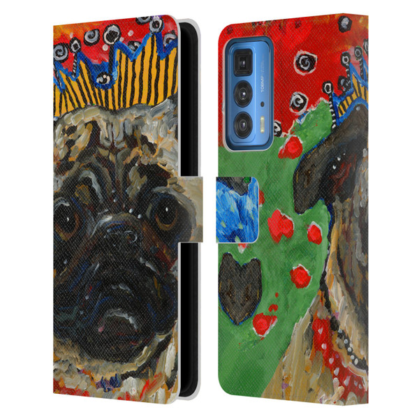 Mad Dog Art Gallery Dogs Pug Leather Book Wallet Case Cover For Motorola Edge 20 Pro