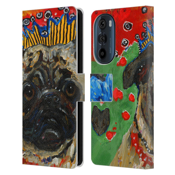 Mad Dog Art Gallery Dogs Pug Leather Book Wallet Case Cover For Motorola Edge 30
