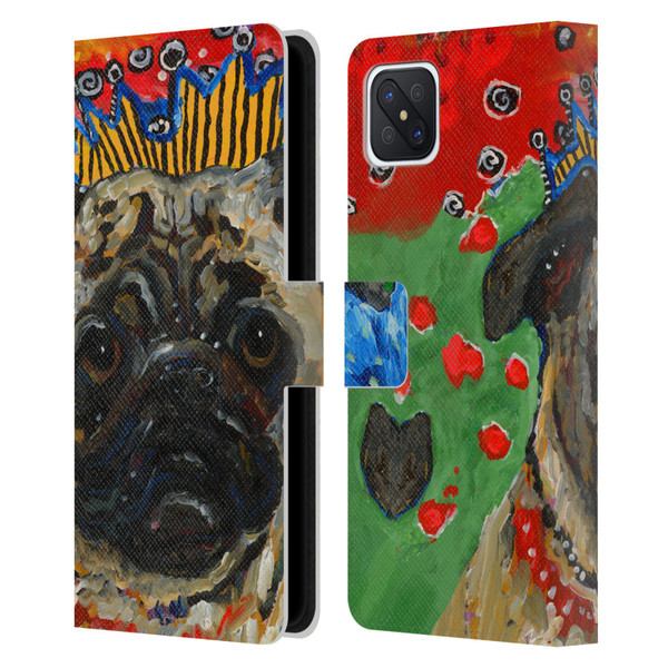 Mad Dog Art Gallery Dogs Pug Leather Book Wallet Case Cover For OPPO Reno4 Z 5G