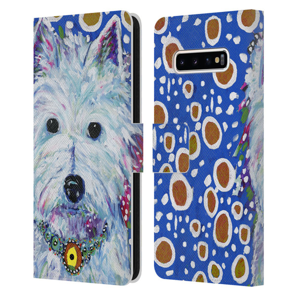 Mad Dog Art Gallery Dogs Westie Leather Book Wallet Case Cover For Samsung Galaxy S10+ / S10 Plus