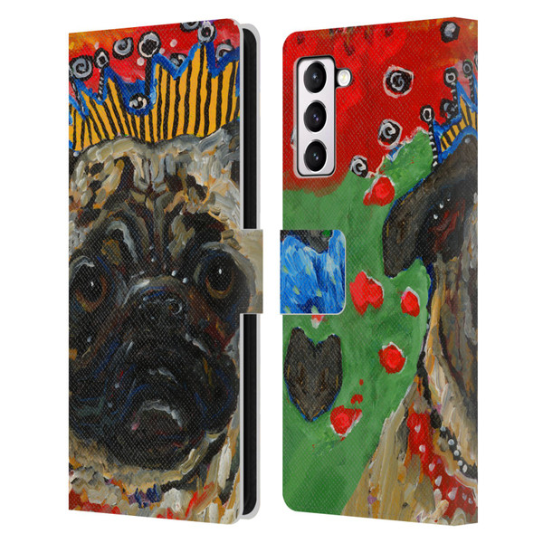 Mad Dog Art Gallery Dogs Pug Leather Book Wallet Case Cover For Samsung Galaxy S21+ 5G