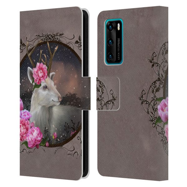 Ash Evans Animals White Deer Leather Book Wallet Case Cover For Huawei P40 5G