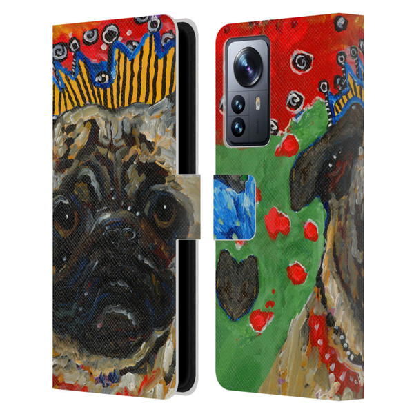 Mad Dog Art Gallery Dogs Pug Leather Book Wallet Case Cover For Xiaomi 12 Pro