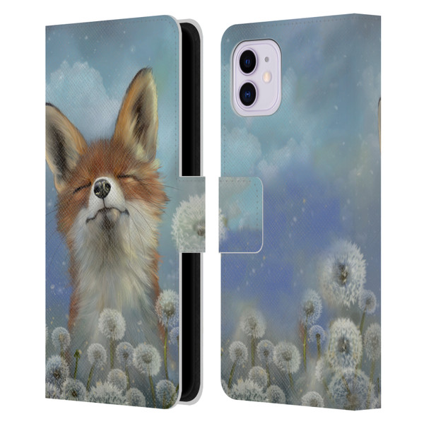 Ash Evans Animals Dandelion Fox Leather Book Wallet Case Cover For Apple iPhone 11