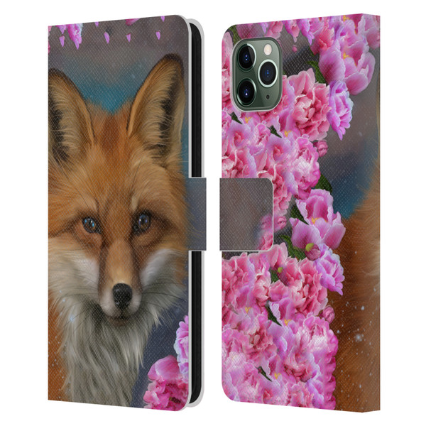 Ash Evans Animals Fox Peonies Leather Book Wallet Case Cover For Apple iPhone 11 Pro Max