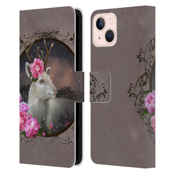 Ash Evans Animals White Deer Leather Book Wallet Case Cover For Apple iPhone 13