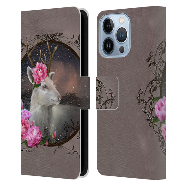 Ash Evans Animals White Deer Leather Book Wallet Case Cover For Apple iPhone 13 Pro