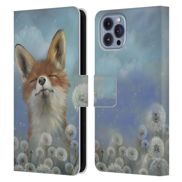 Ash Evans Animals Dandelion Fox Leather Book Wallet Case Cover For Apple iPhone 14