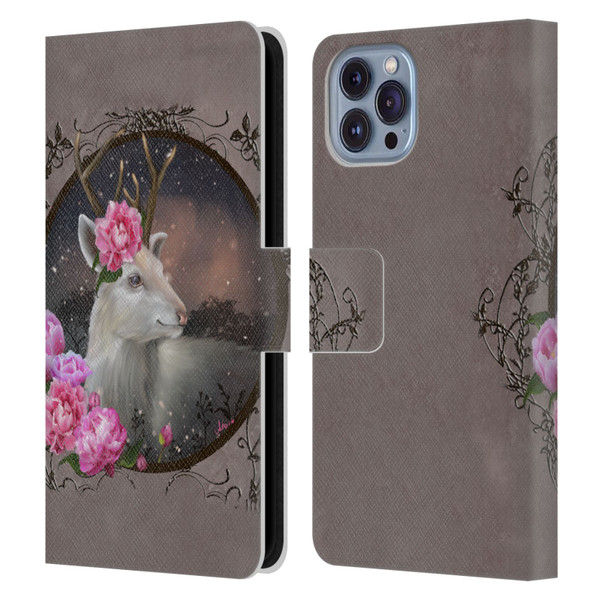 Ash Evans Animals White Deer Leather Book Wallet Case Cover For Apple iPhone 14