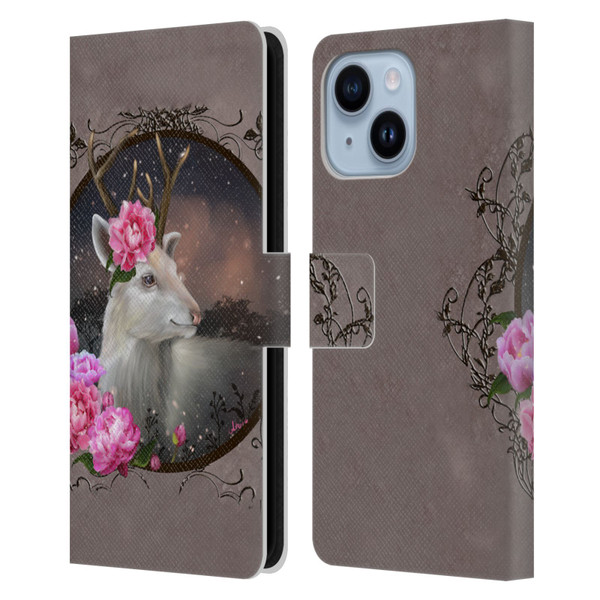 Ash Evans Animals White Deer Leather Book Wallet Case Cover For Apple iPhone 14 Plus