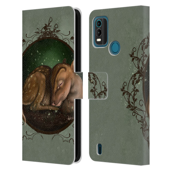 Ash Evans Animals Foundling Fawn Leather Book Wallet Case Cover For Nokia G11 Plus