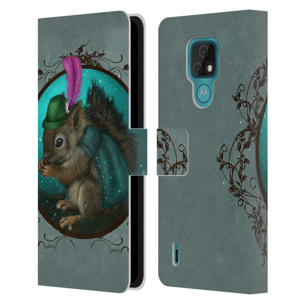 Ash Evans Animals Squirrel Leather Book Wallet Case Cover For Motorola Moto E7