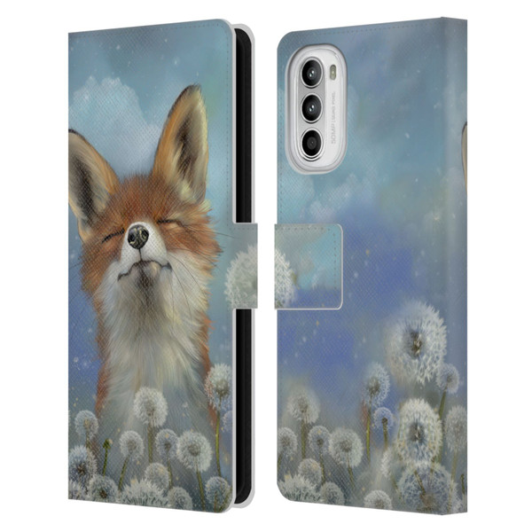 Ash Evans Animals Dandelion Fox Leather Book Wallet Case Cover For Motorola Moto G52